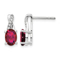 14K White Gold Created Ruby and Diamond Earrings