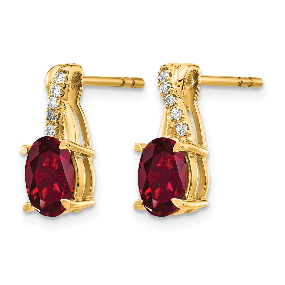 14K Created Ruby and Diamond Earrings