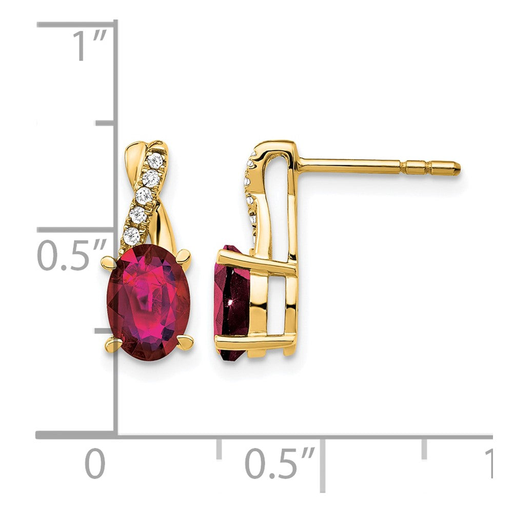 14K Created Ruby and Diamond Earrings
