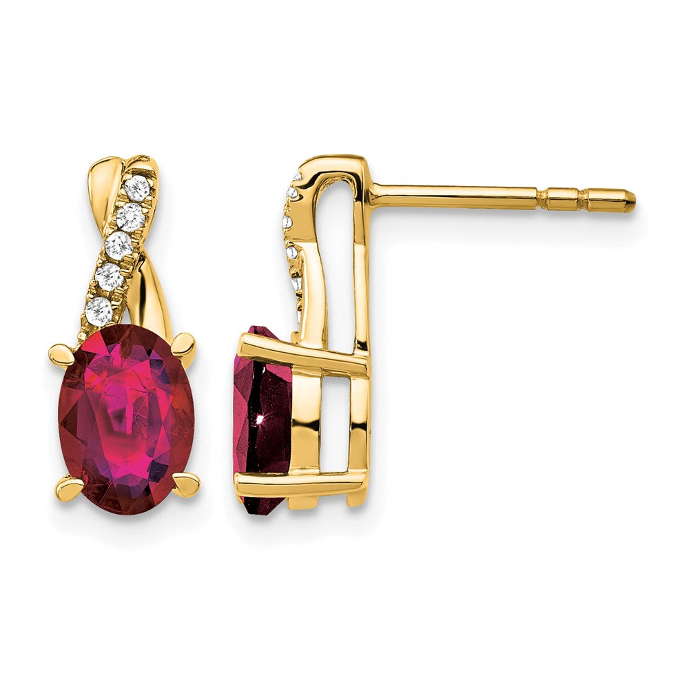 14K Created Ruby and Diamond Earrings