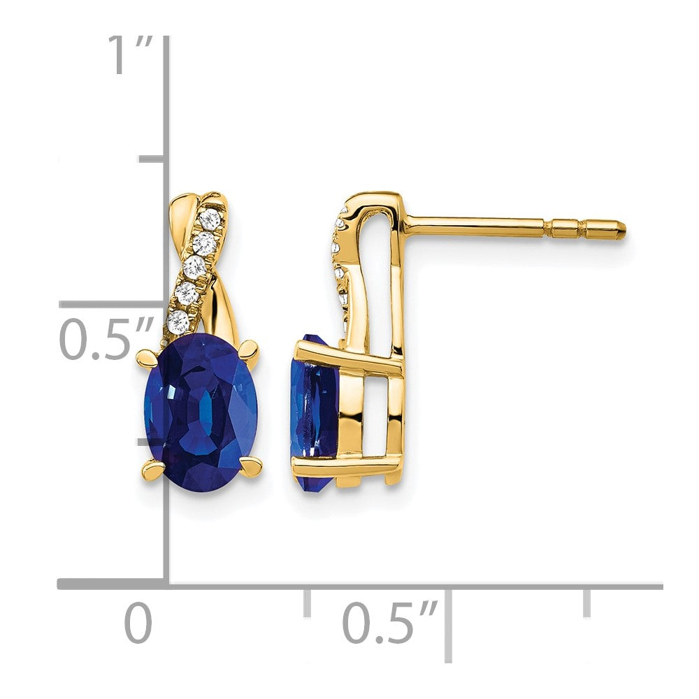 10k Created Sapphire and Diamond Earrings