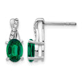 14k White Gold Created Emerald and Diamond Earrings