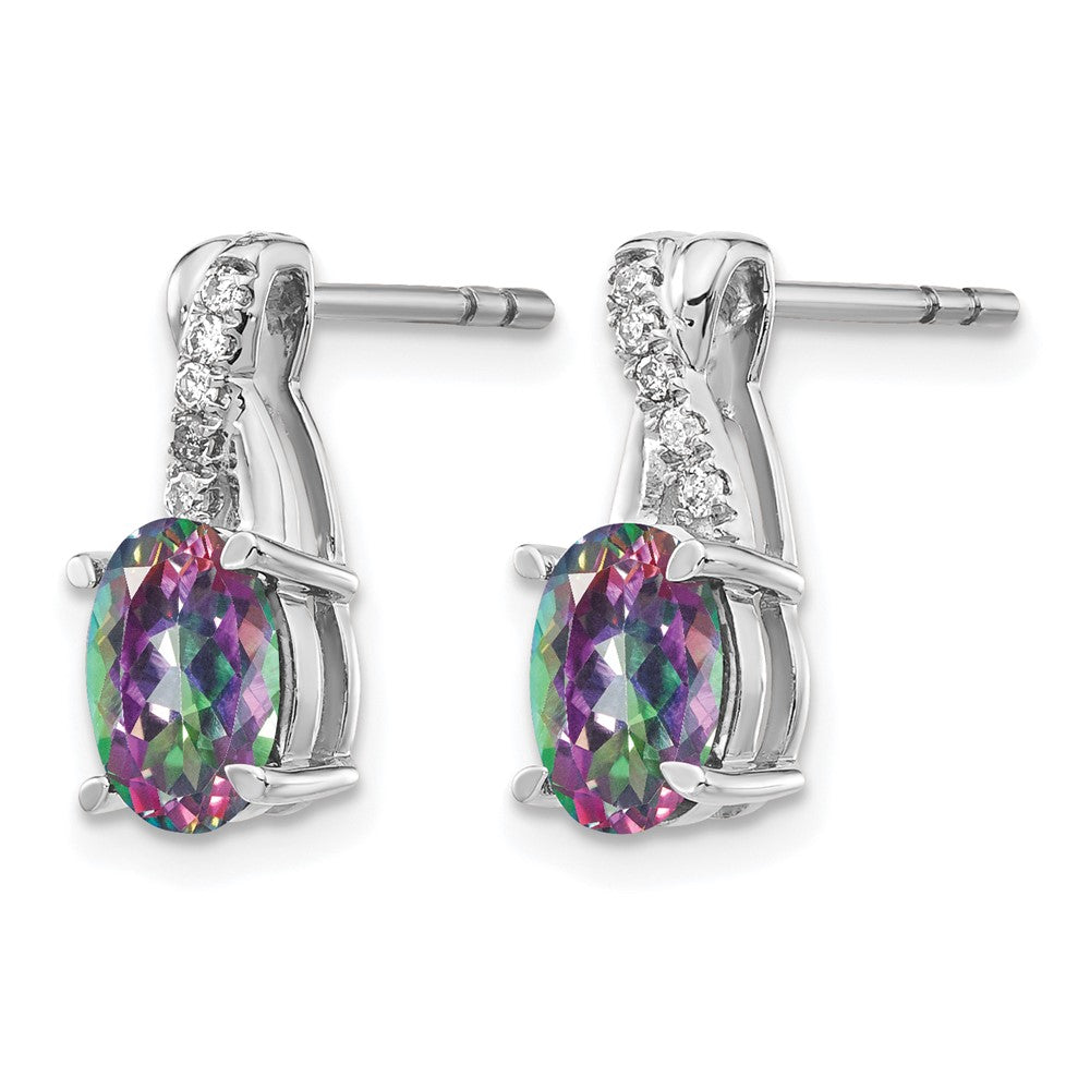 14k White Gold Mystic Fire Topaz and Diamond Earrings