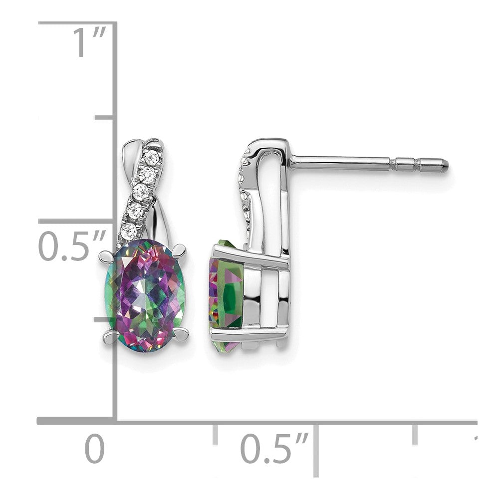 14k White Gold Mystic Fire Topaz and Diamond Earrings