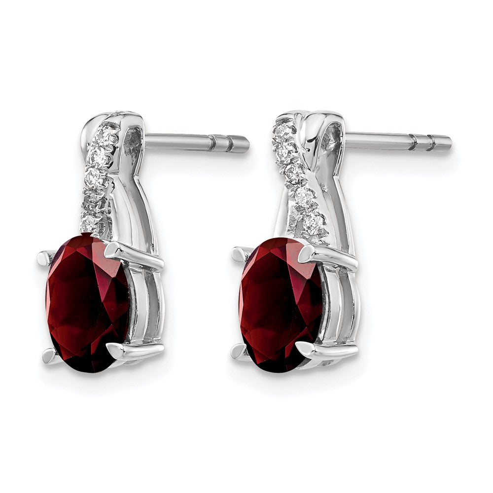14k White Gold Garnet and Diamond Earrings