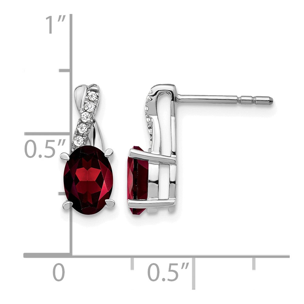 14k White Gold Garnet and Diamond Earrings