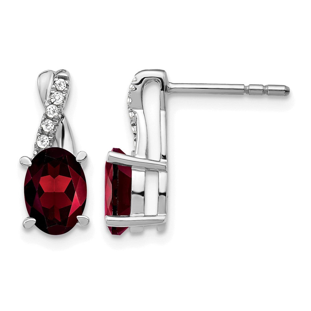 14k White Gold Garnet and Diamond Earrings
