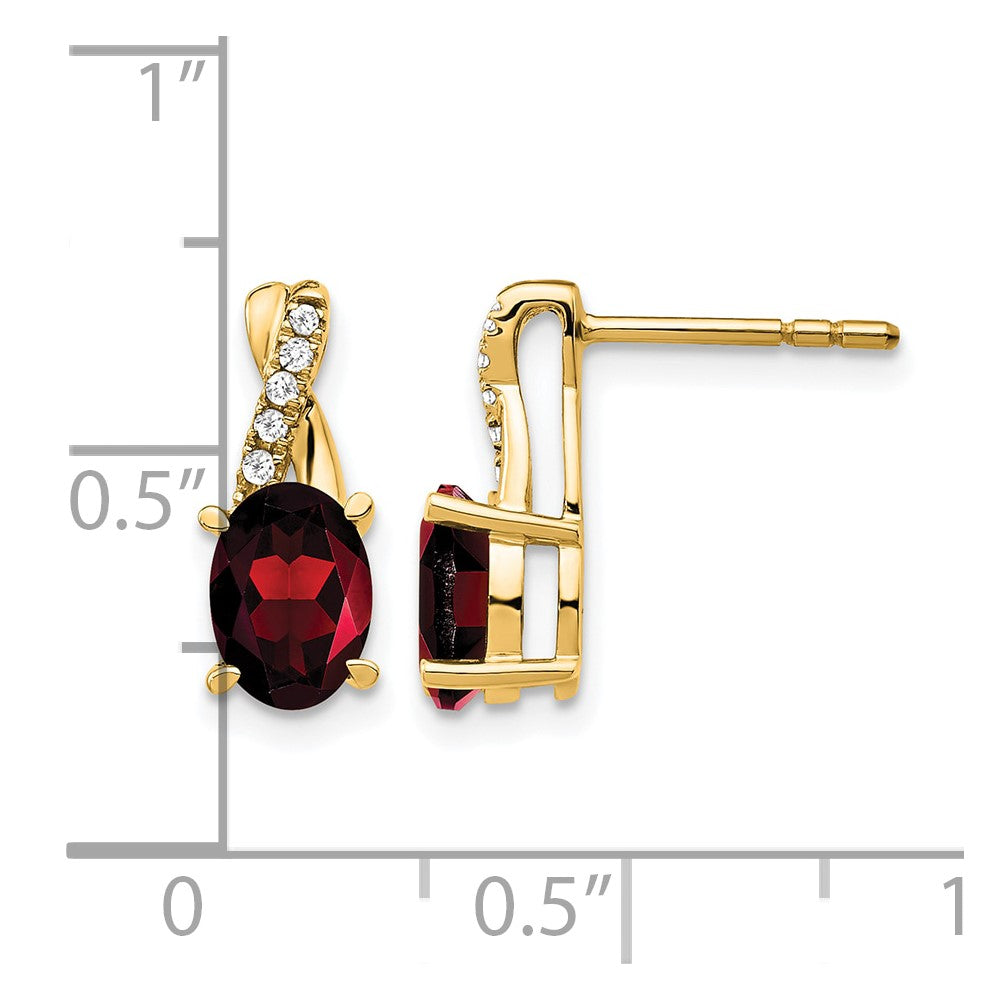 14KY Garnet and Diamond Earrings