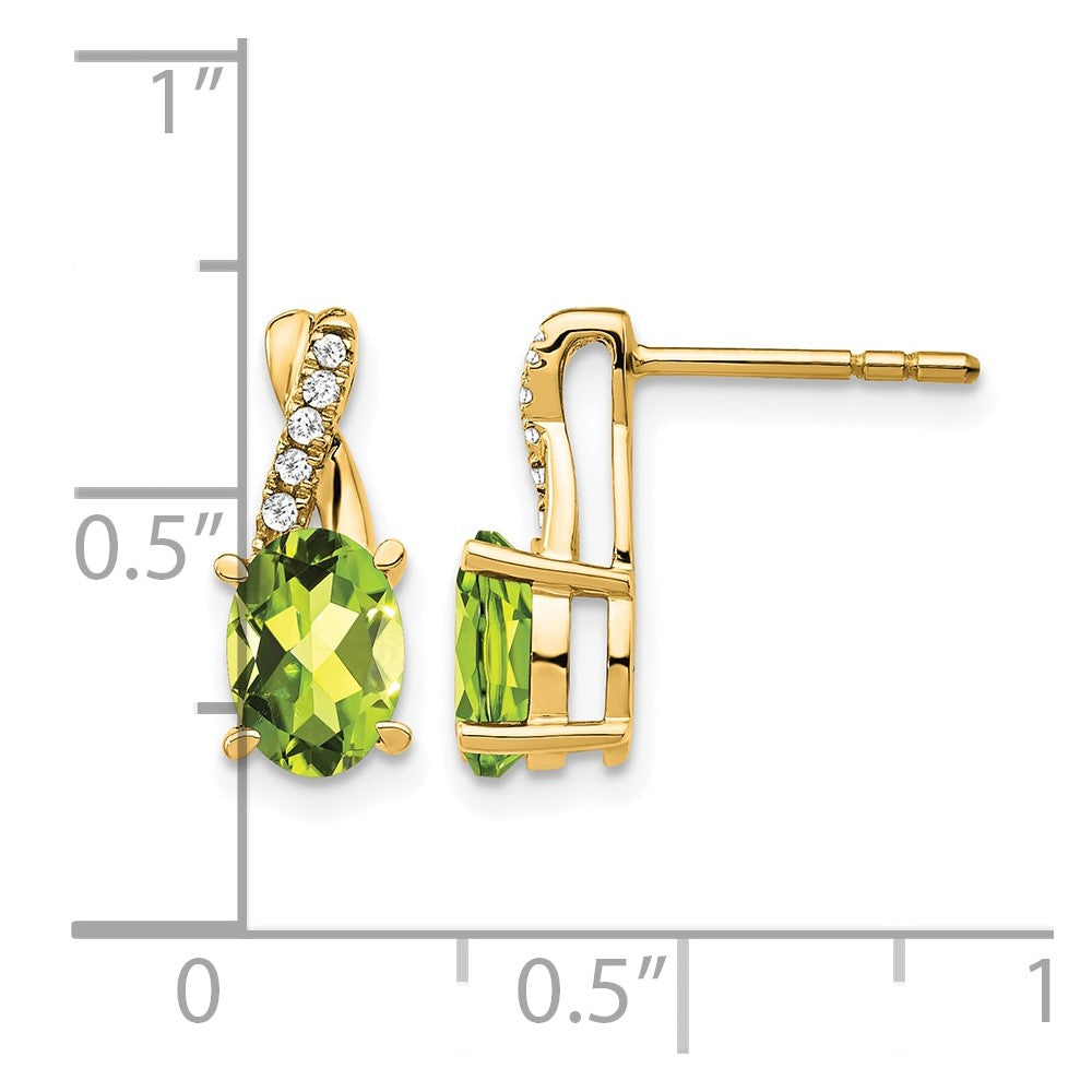 10k Peridot and Diamond Earrings