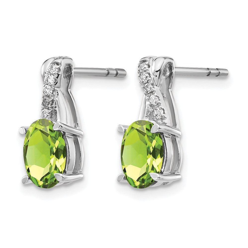 14k White Gold Peridot and Diamond Earrings