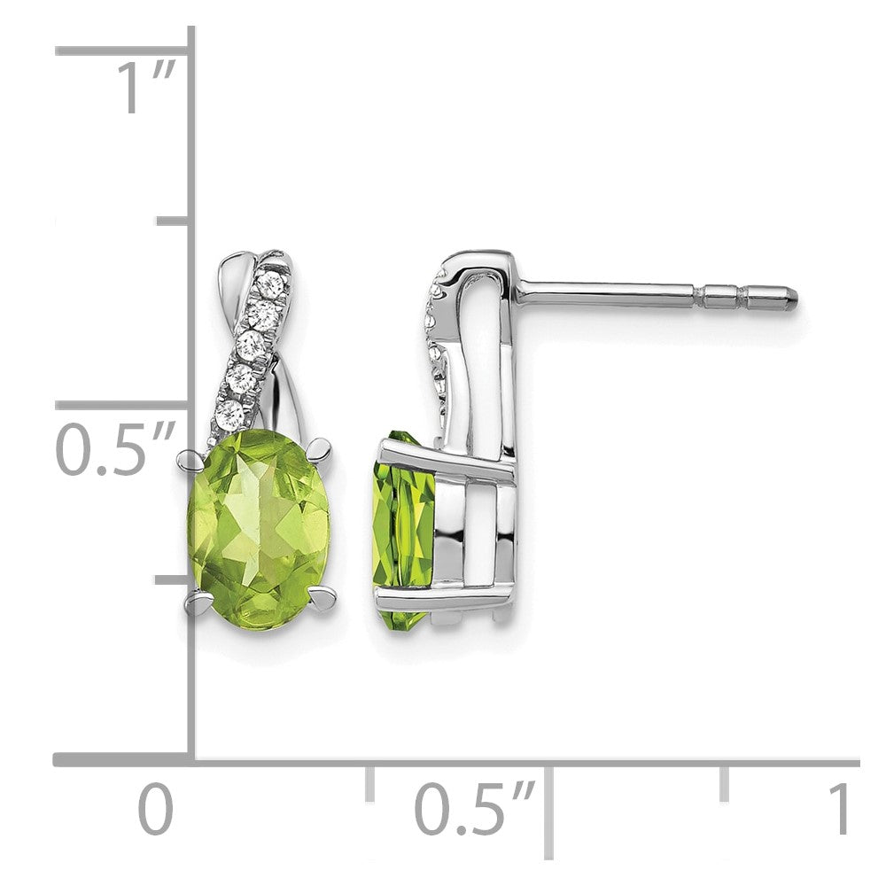 14k White Gold Peridot and Diamond Earrings