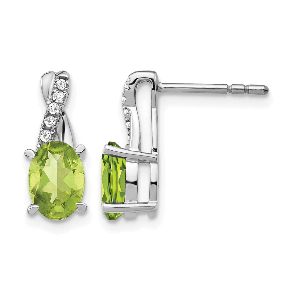 14k White Gold Peridot and Diamond Earrings