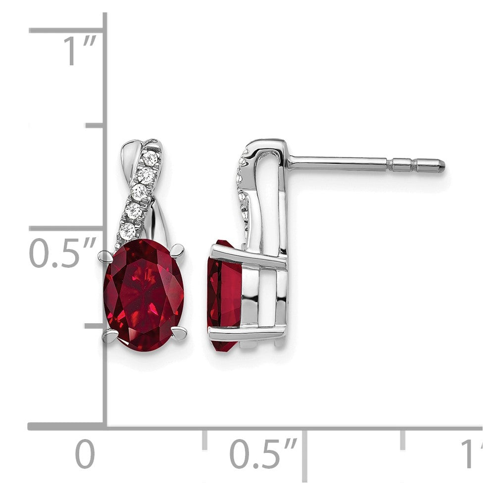 14k White Gold Ruby and Diamond Earrings