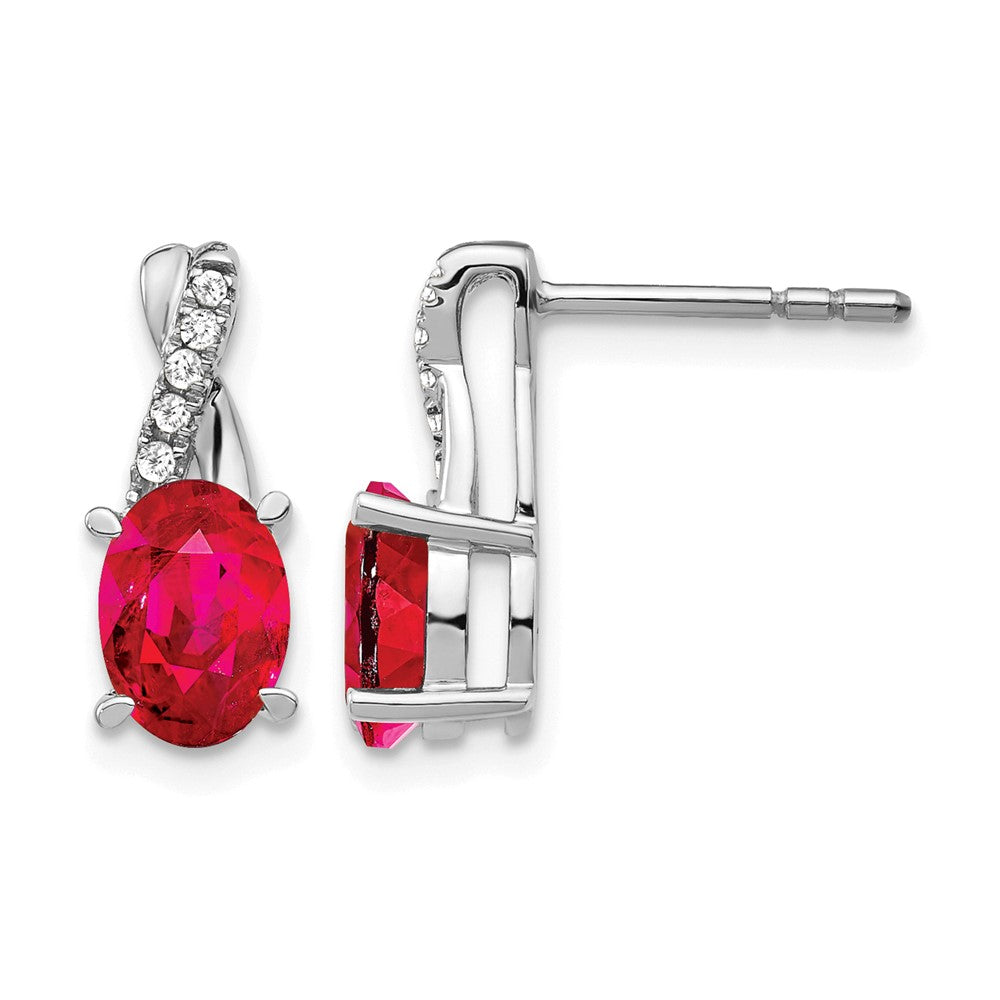 14k White Gold Ruby and Diamond Earrings