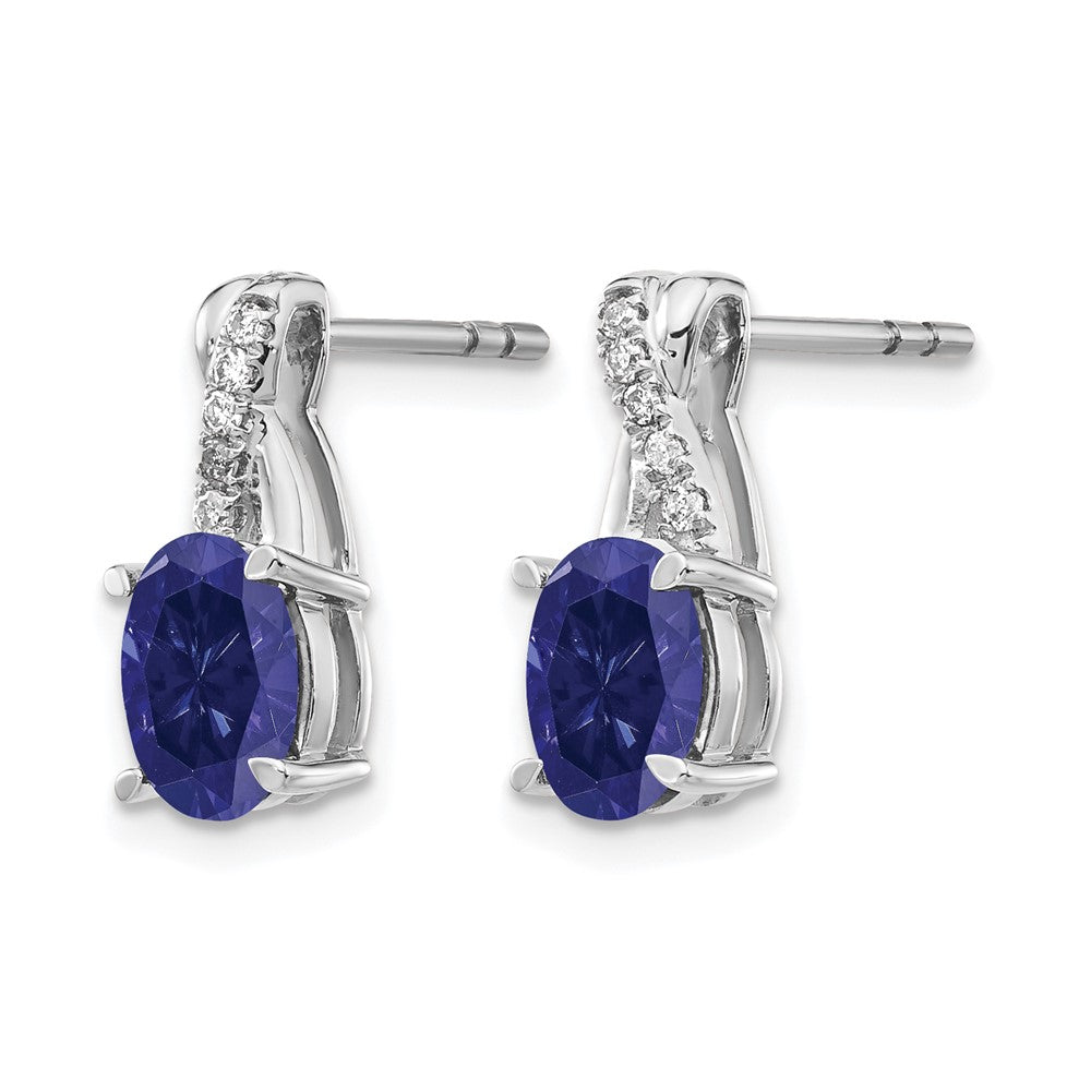 14k White Gold Sapphire and Diamond Earrings