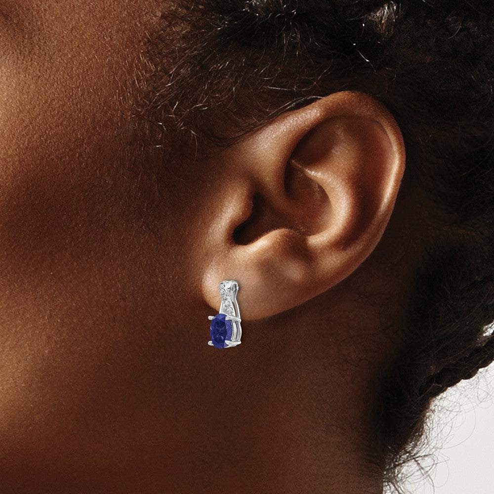 14k White Gold Sapphire and Diamond Earrings