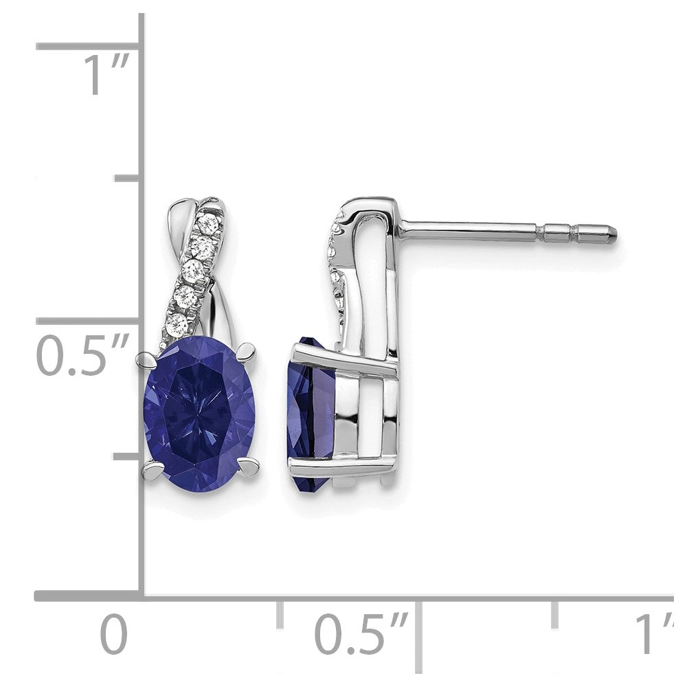 14k White Gold Sapphire and Diamond Earrings