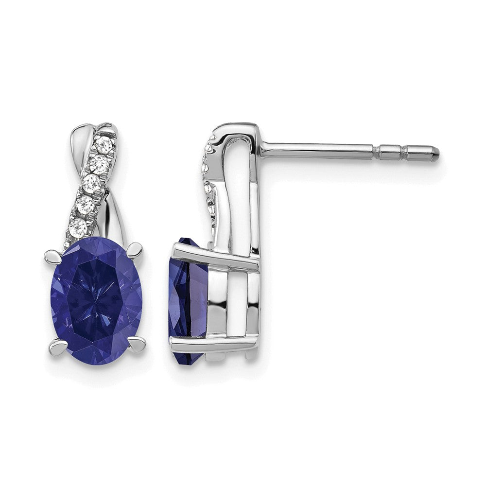 14k White Gold Sapphire and Diamond Earrings