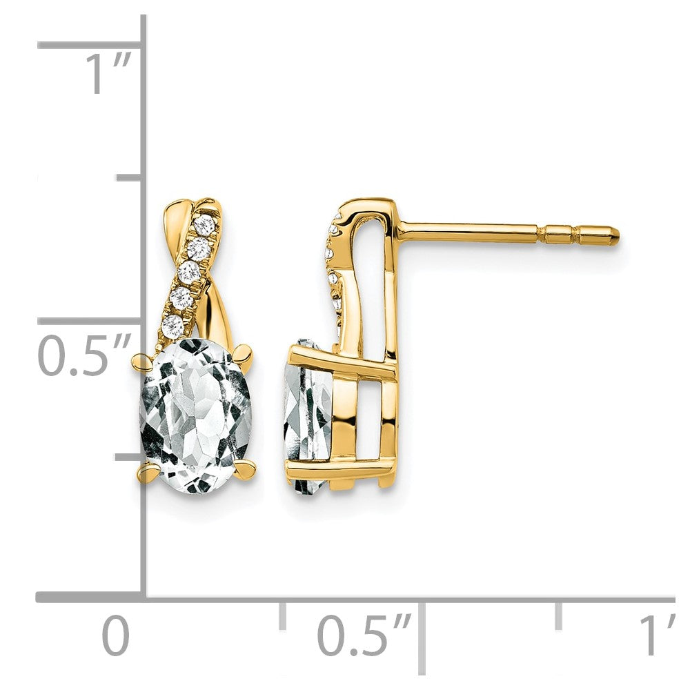 10k White Topaz and Diamond Earrings