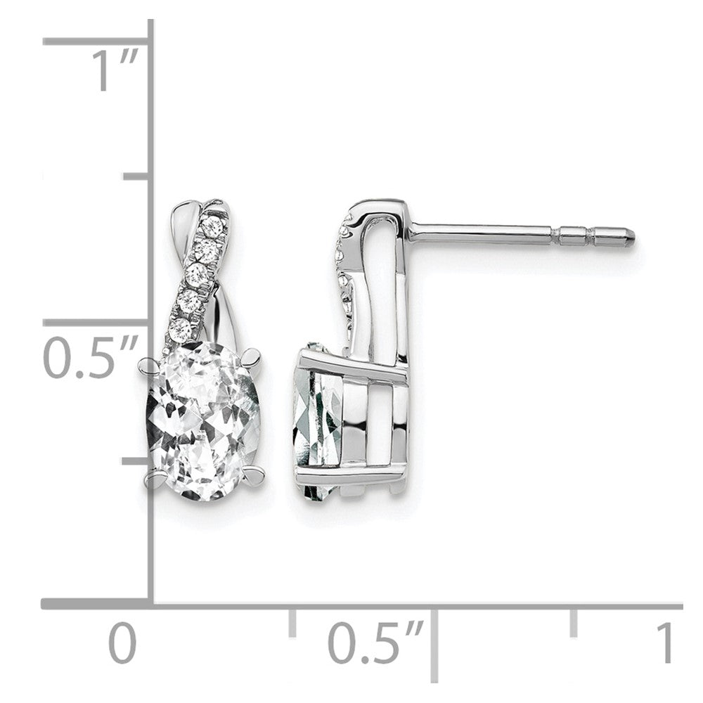 14K White Gold White Topaz and Diamond Earrings