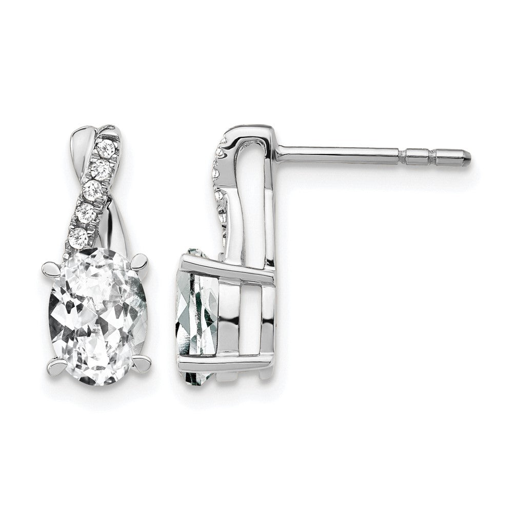 14K White Gold White Topaz and Diamond Earrings