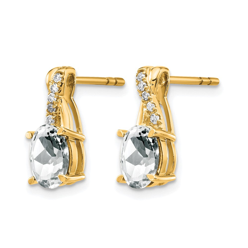14k White Topaz and Diamond Earrings