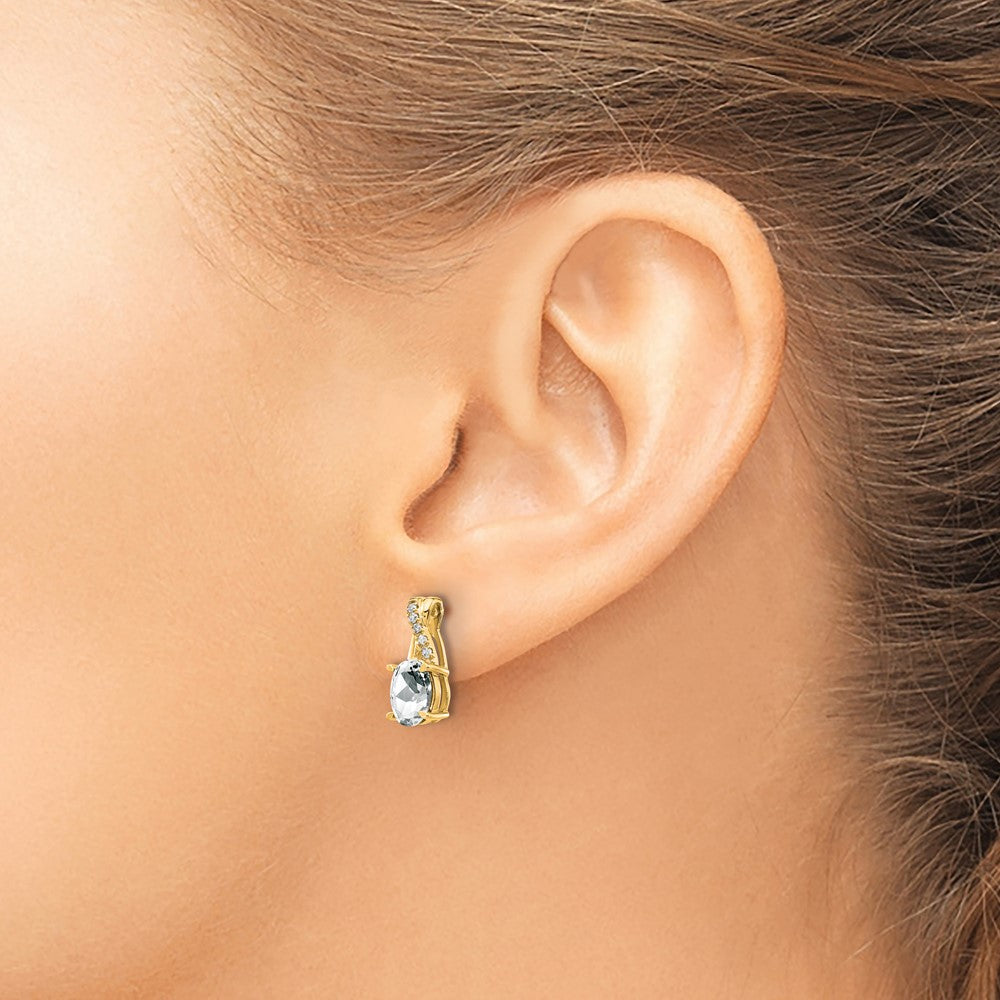 14k White Topaz and Diamond Earrings