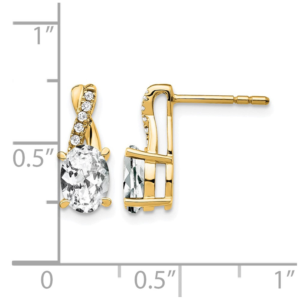 14k White Topaz and Diamond Earrings