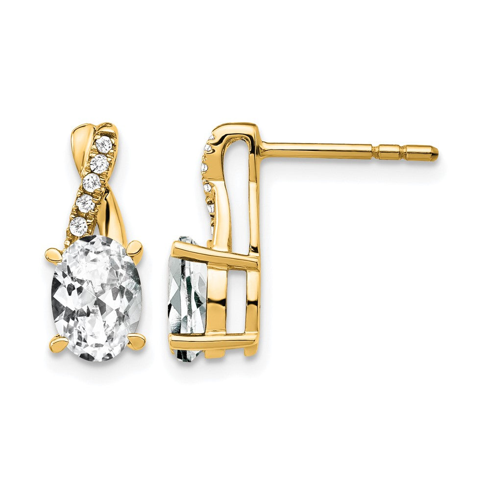 14k White Topaz and Diamond Earrings