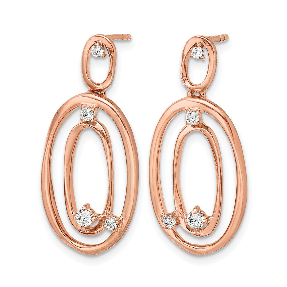 14k Rose Gold Diamond Oval Dangle Earrings