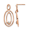 14k Rose Gold Diamond Oval Dangle Earrings