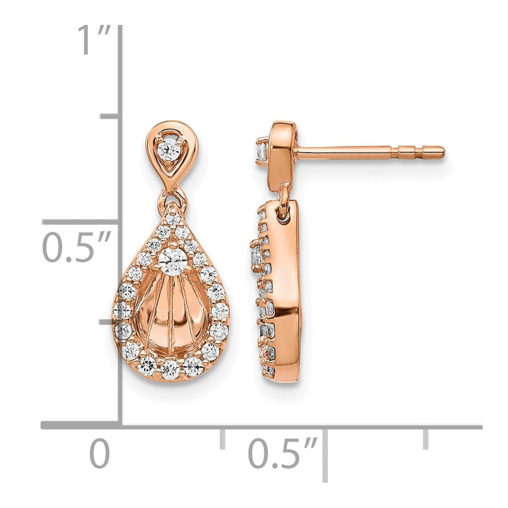 14k Rose Gold Diamond Teardrop Dangle Post Earrings