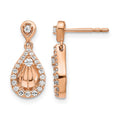 14k Rose Gold Diamond Teardrop Dangle Post Earrings