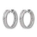 14k White Gold Diamond In/Out Hinged Hoop Earrings