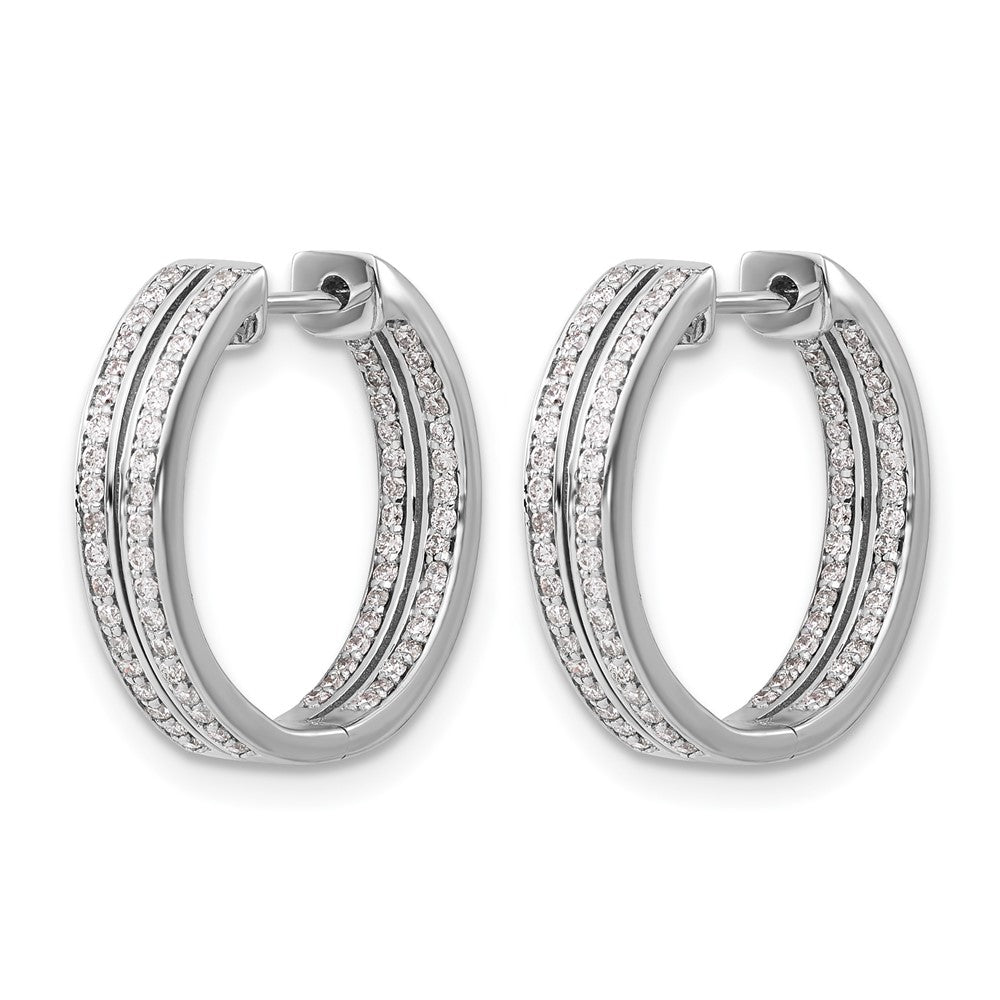 14k White Gold Diamond In/Out Hinged Hoop Earrings