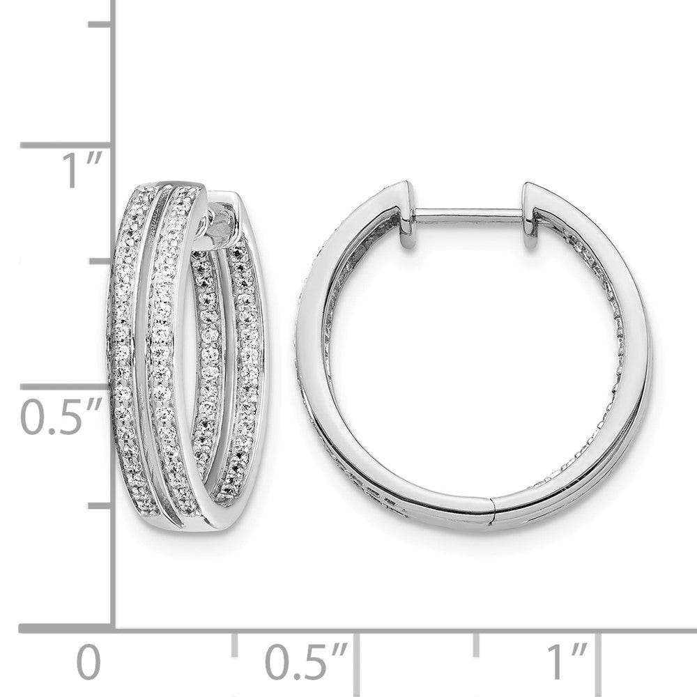 14k White Gold Diamond In/Out Hinged Hoop Earrings