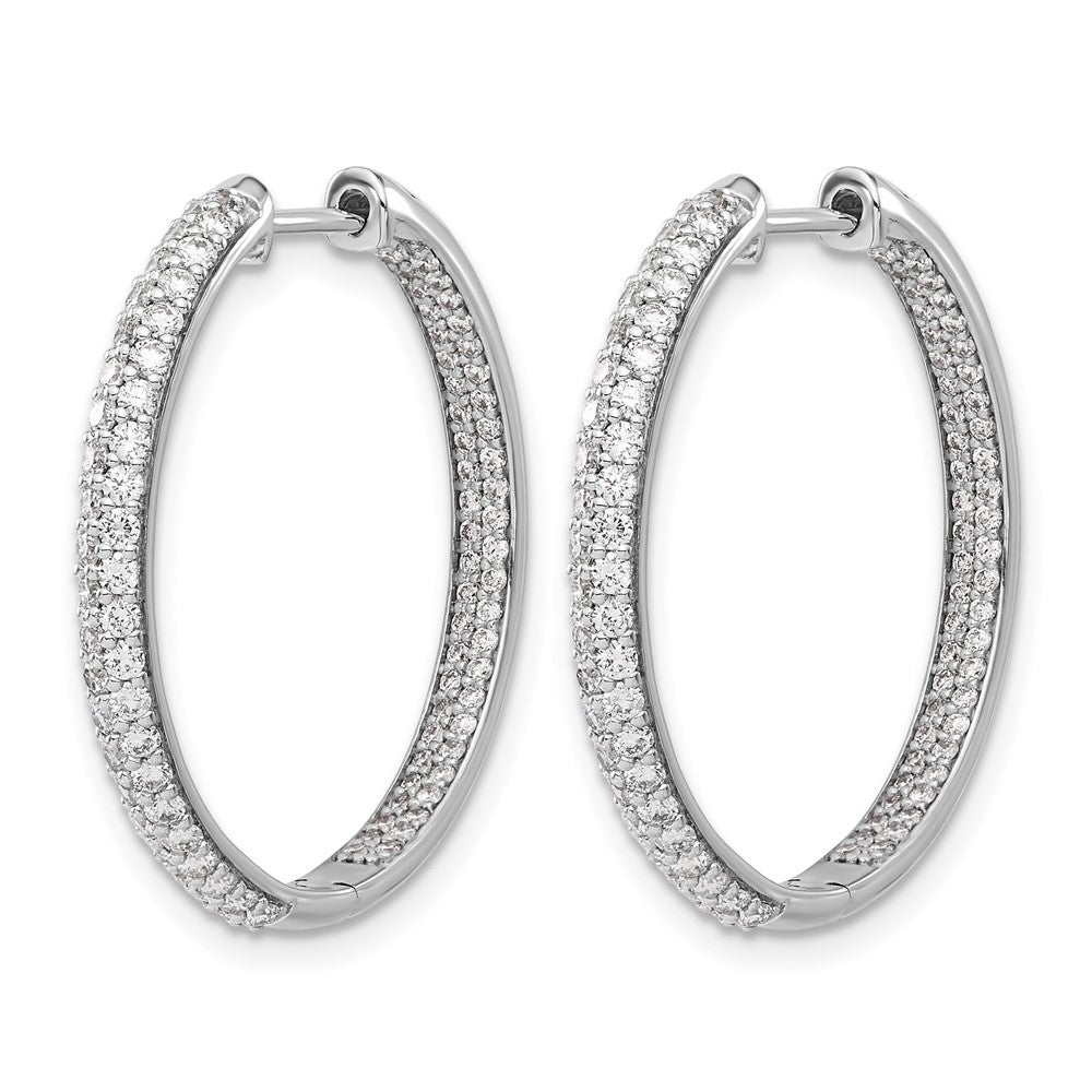 14k White Gold Diamond In/Out Hinged Hoop Earrings