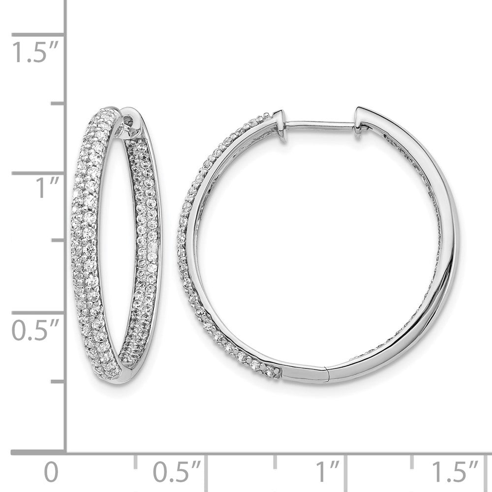 14k White Gold Diamond In/Out Hinged Hoop Earrings
