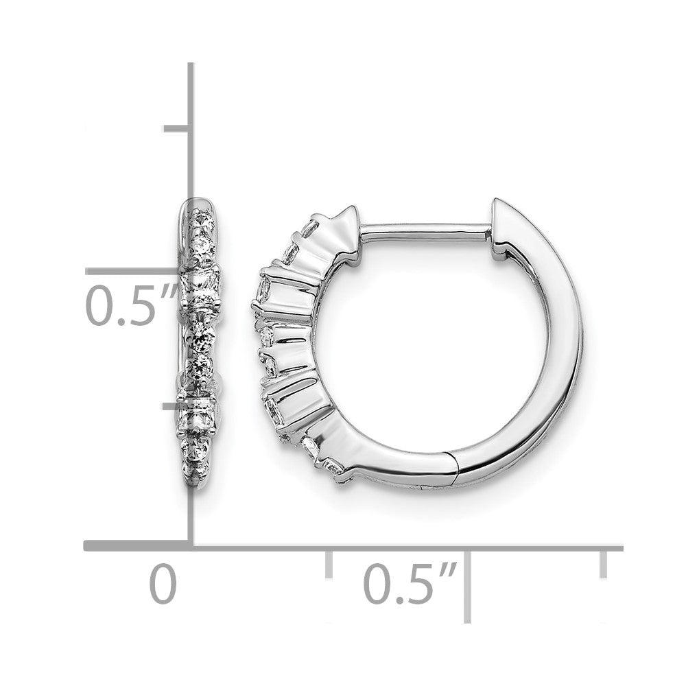 14k White Gold Diamond Hinged Hoop Earrings