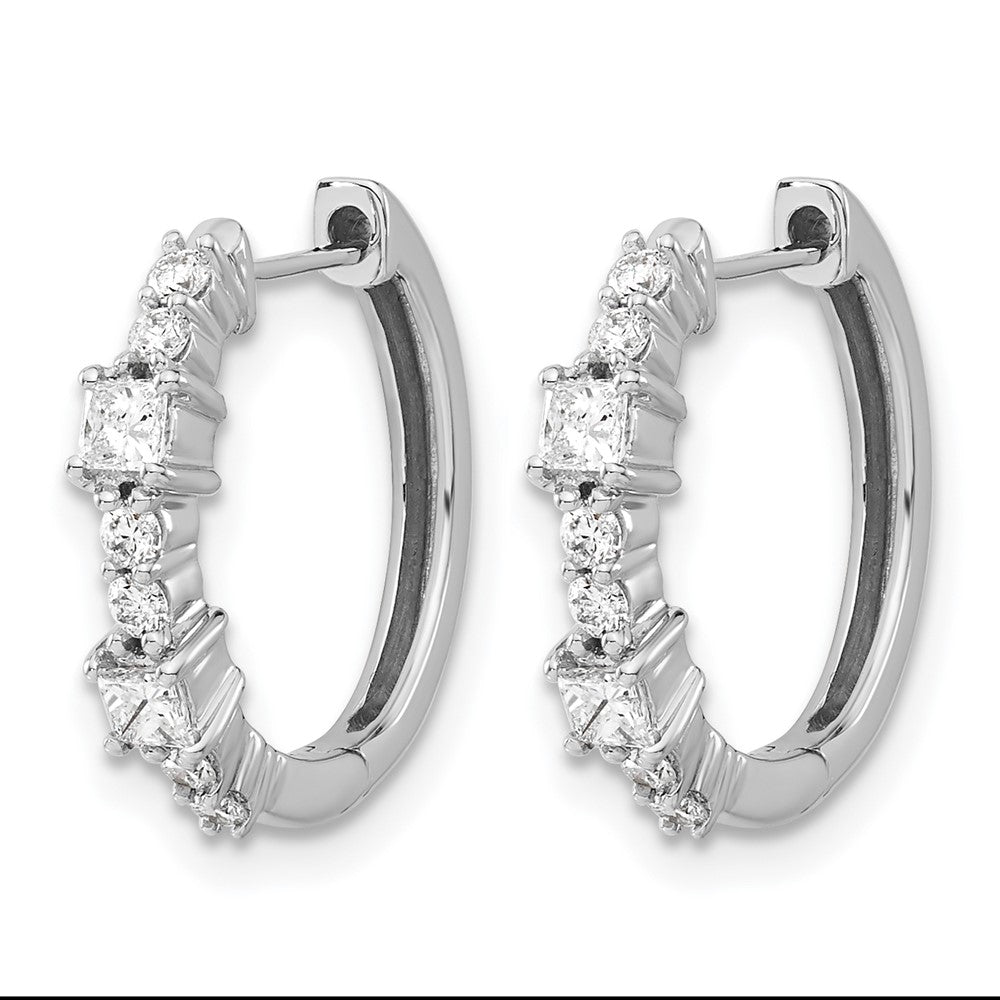 14k White Gold Diamond Hinged Hoop Earrings