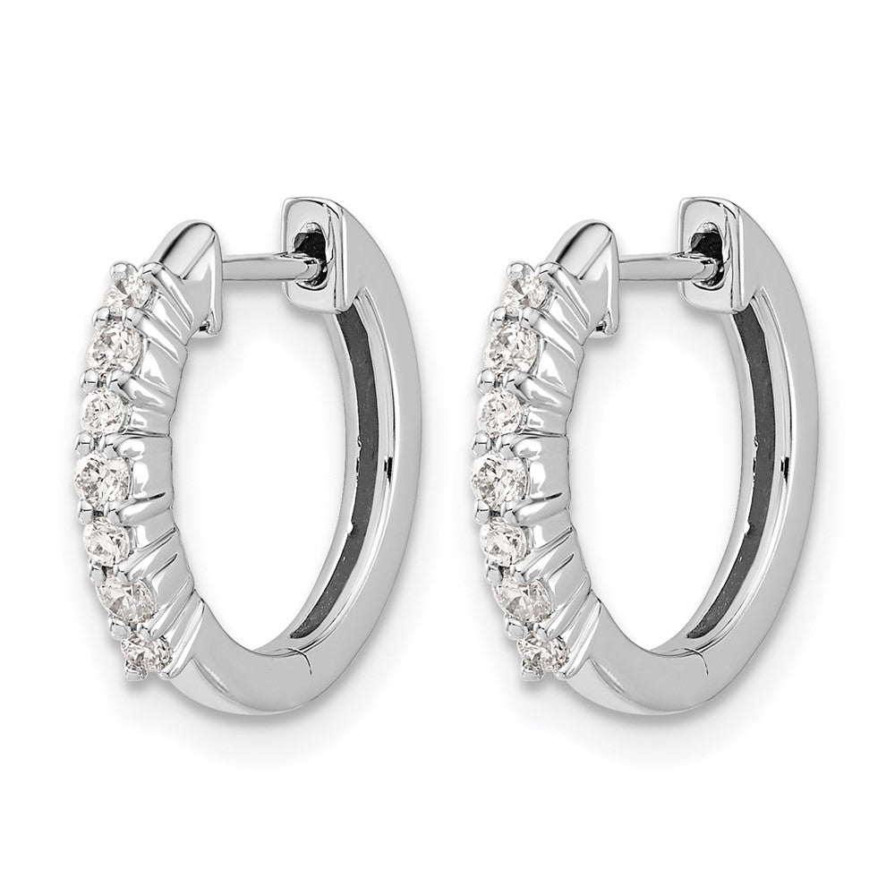 14k White Gold Diamond Hinged Hoop Earrings