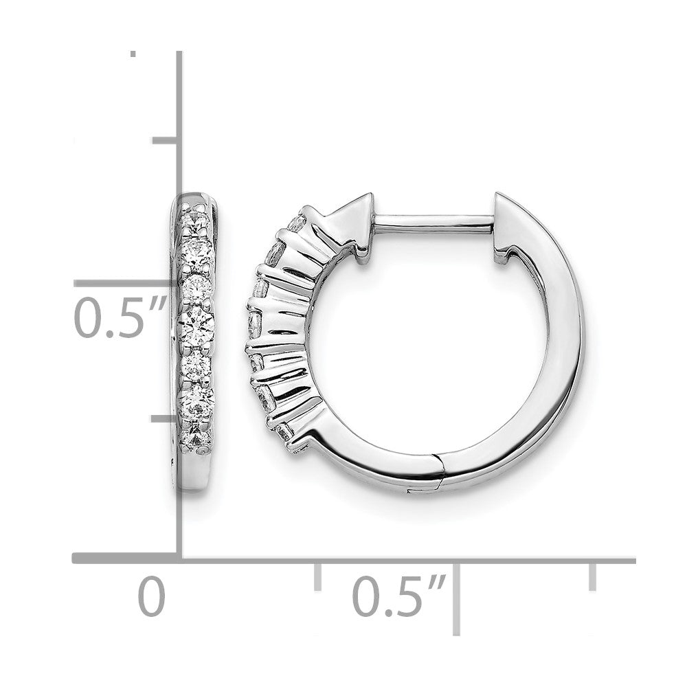 14k White Gold Diamond Hinged Hoop Earrings