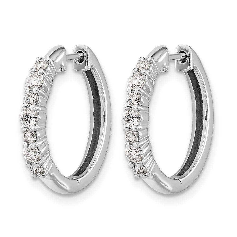 14k White Gold Diamond Hinged Hoop Earrings