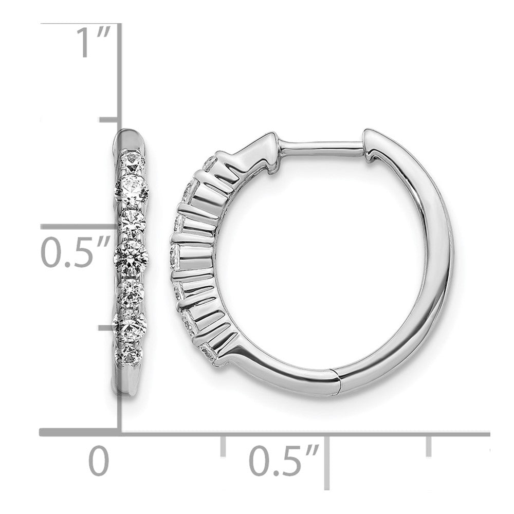14k White Gold Diamond Hinged Hoop Earrings