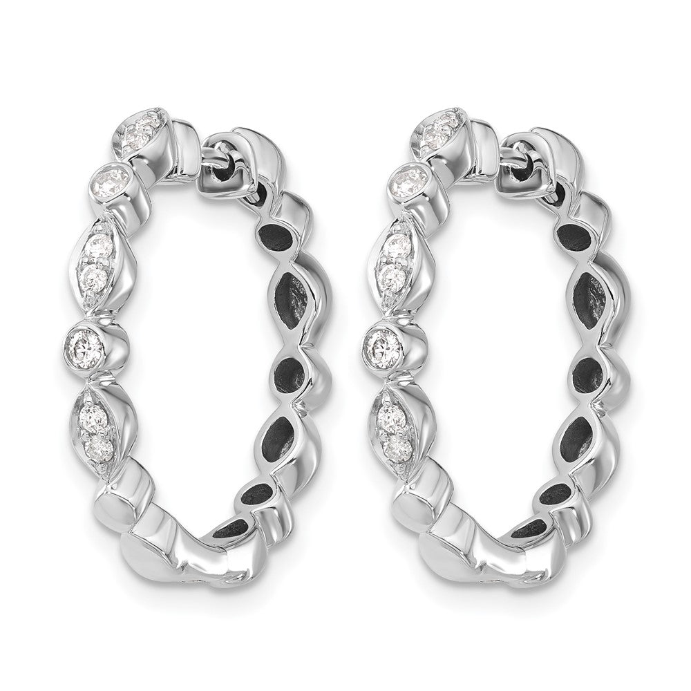 14k White Gold Diamond Hinged Hoop Earrings