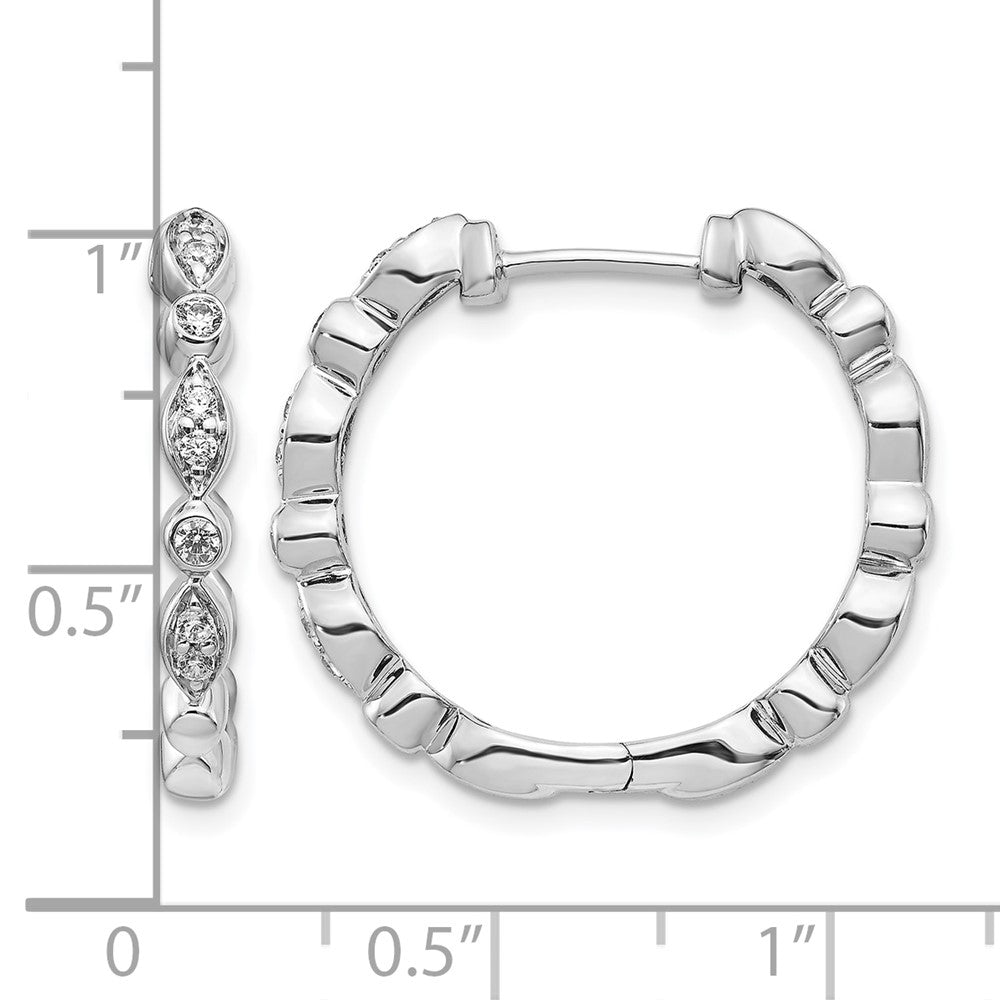 14k White Gold Diamond Hinged Hoop Earrings