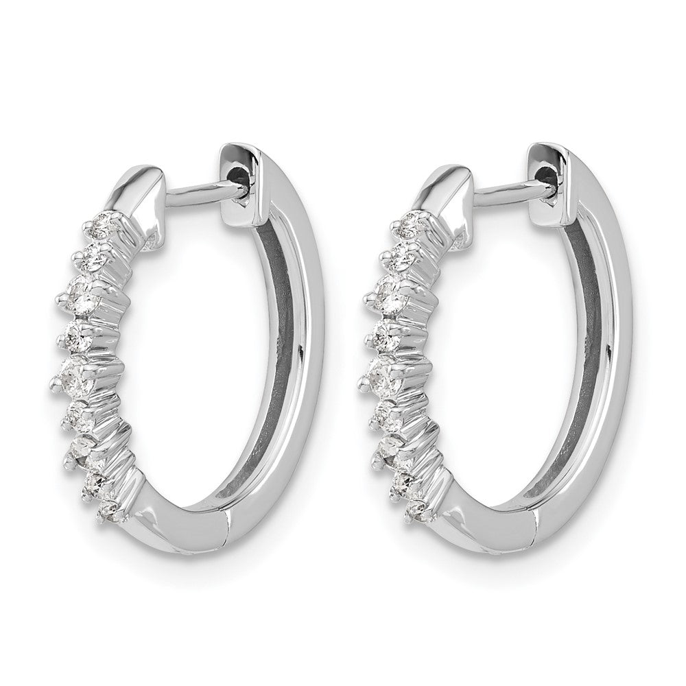 14k White Gold Diamond Hinged Hoop Earrings