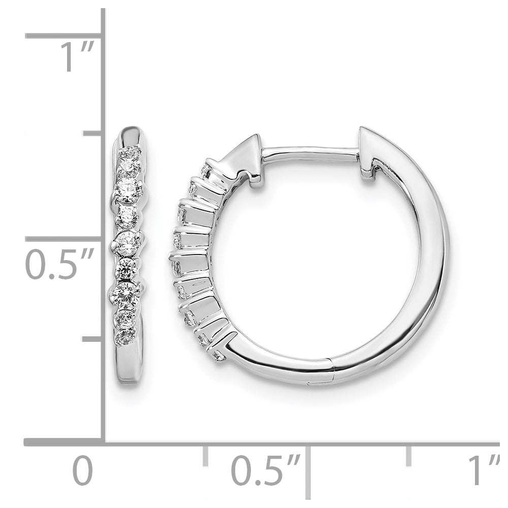 14k White Gold Diamond Hinged Hoop Earrings