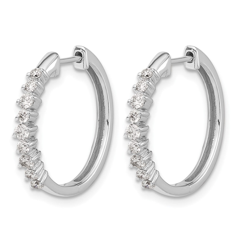 14k White Gold Diamond Hinged Hoop Earrings