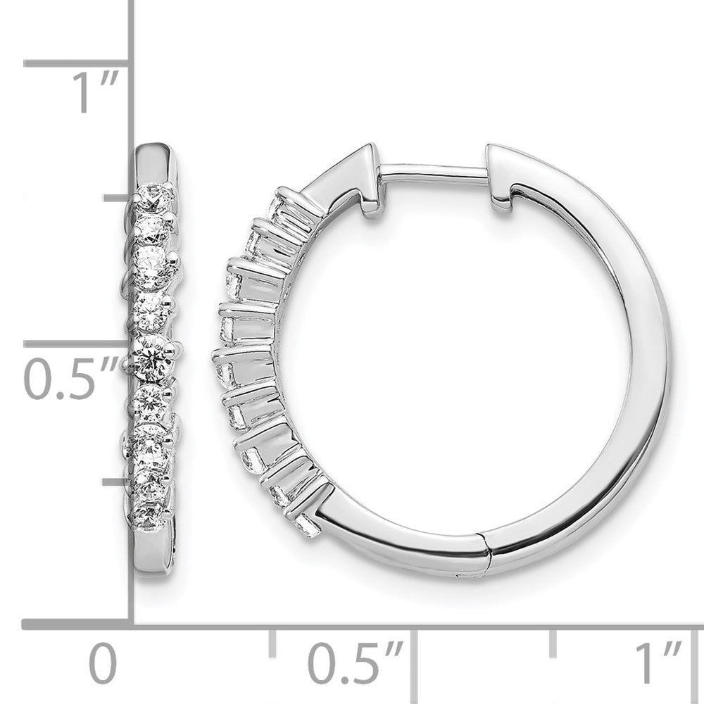 14k White Gold Diamond Hinged Hoop Earrings